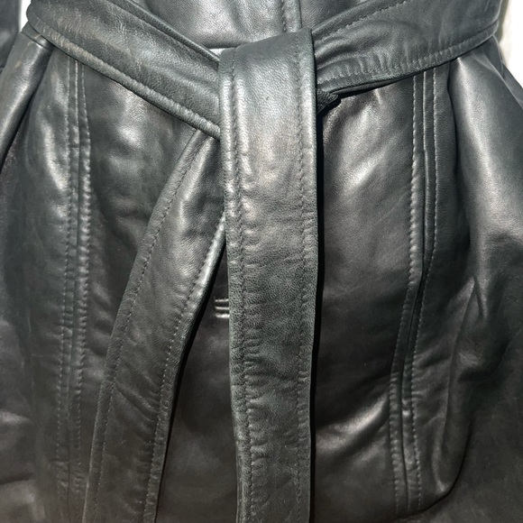 CRINKLED WASHED LEATHER TRENCH - Picture 10 of 15